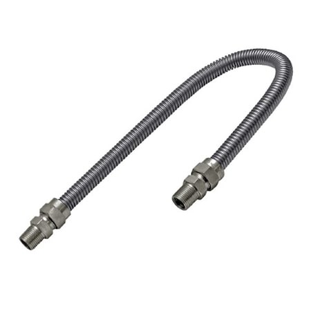 Flextron Gas Line Hose 5/8'' O.D. x 30'' Length with 1/2" MIP Fittings, Stainless Steel Flexible Connector FTGC-SS12-30A